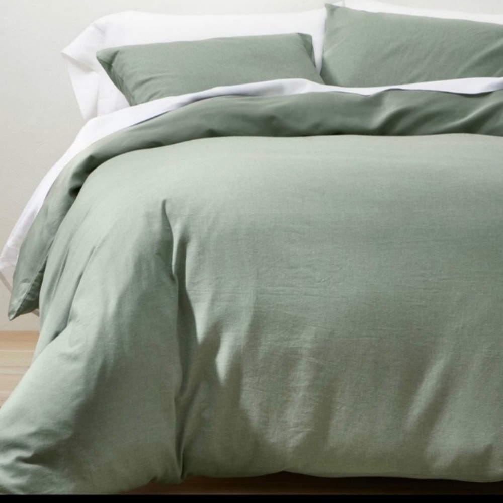 Casaluna Cashmere Blend Duvet Cover Set King sage